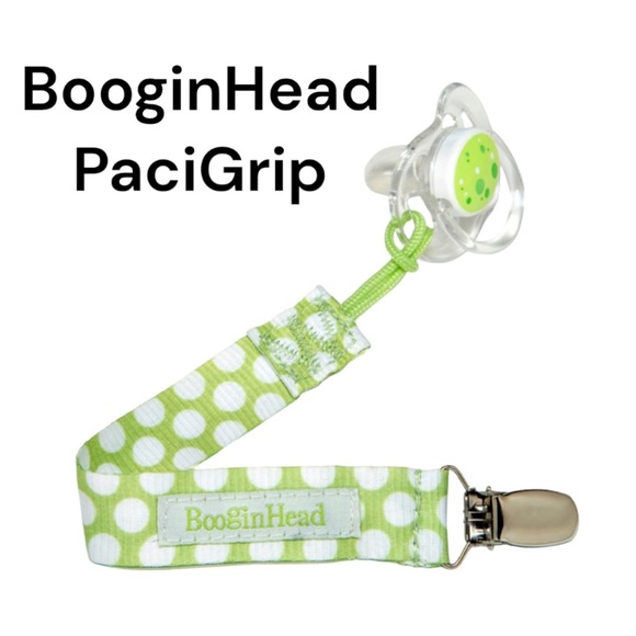 BooginHead Other - NWT BooginHead PaciGrip Green and White Polka Dot Pacifier Clip